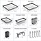 2 Tier Adjustable Over Sink Dish Drying Rack with 8 Hooks